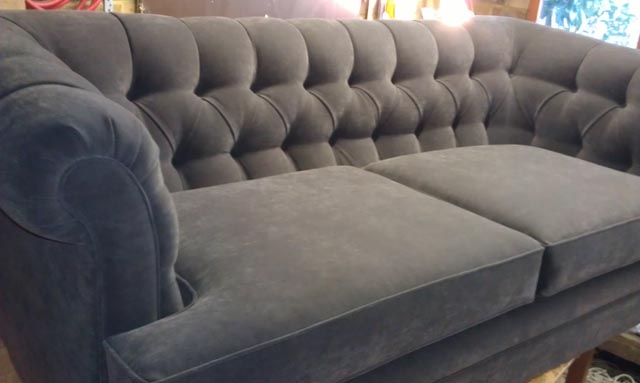 Sofa upholsered in velour