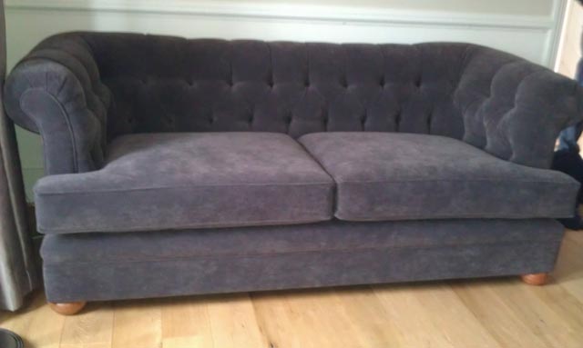 Sofa upholsered in velour
