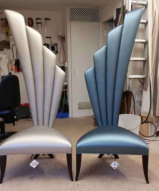 Reupholstered fan backed chairs